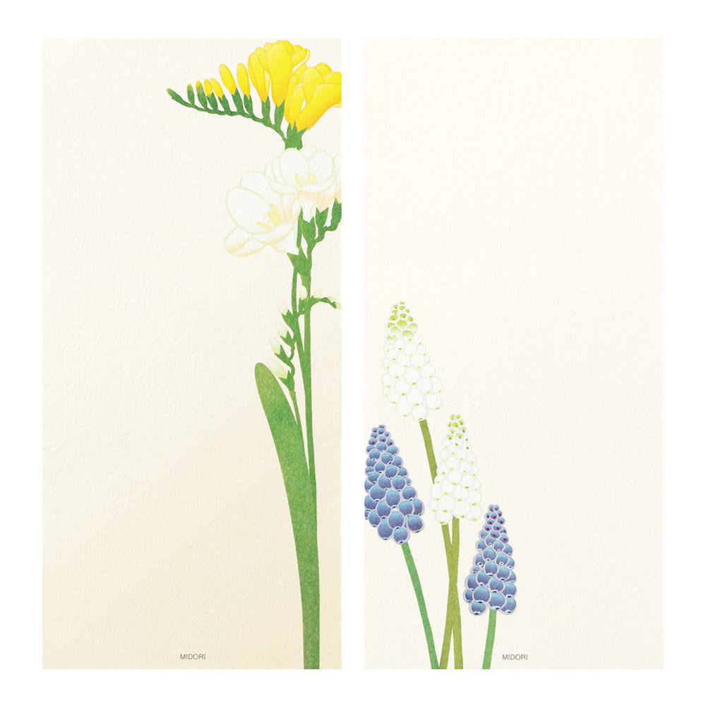 Midori Message Letter Pad - Four Designs Spring Flower White
