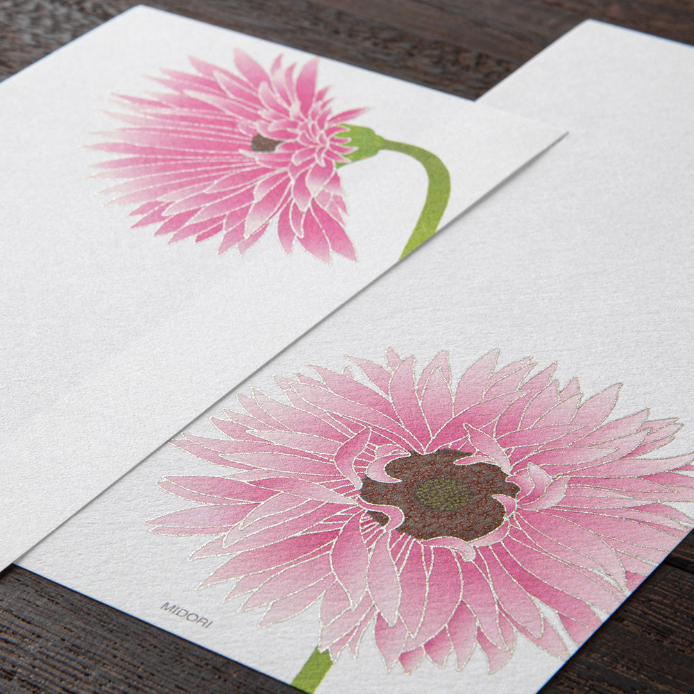 Midori Message Letter Pad - Silk-Printing Gerbera