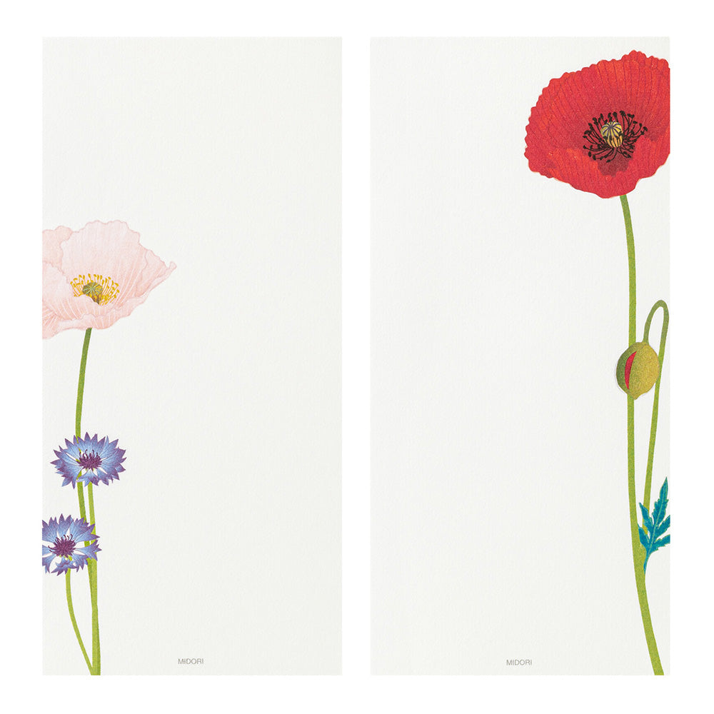 Midori Message Letter Pad - Four Designs Poppy