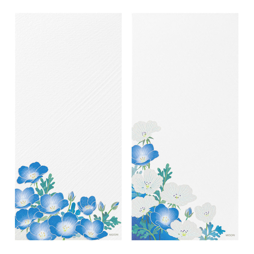 Midori Message Letter Pad - Silk-Printing Nemophila