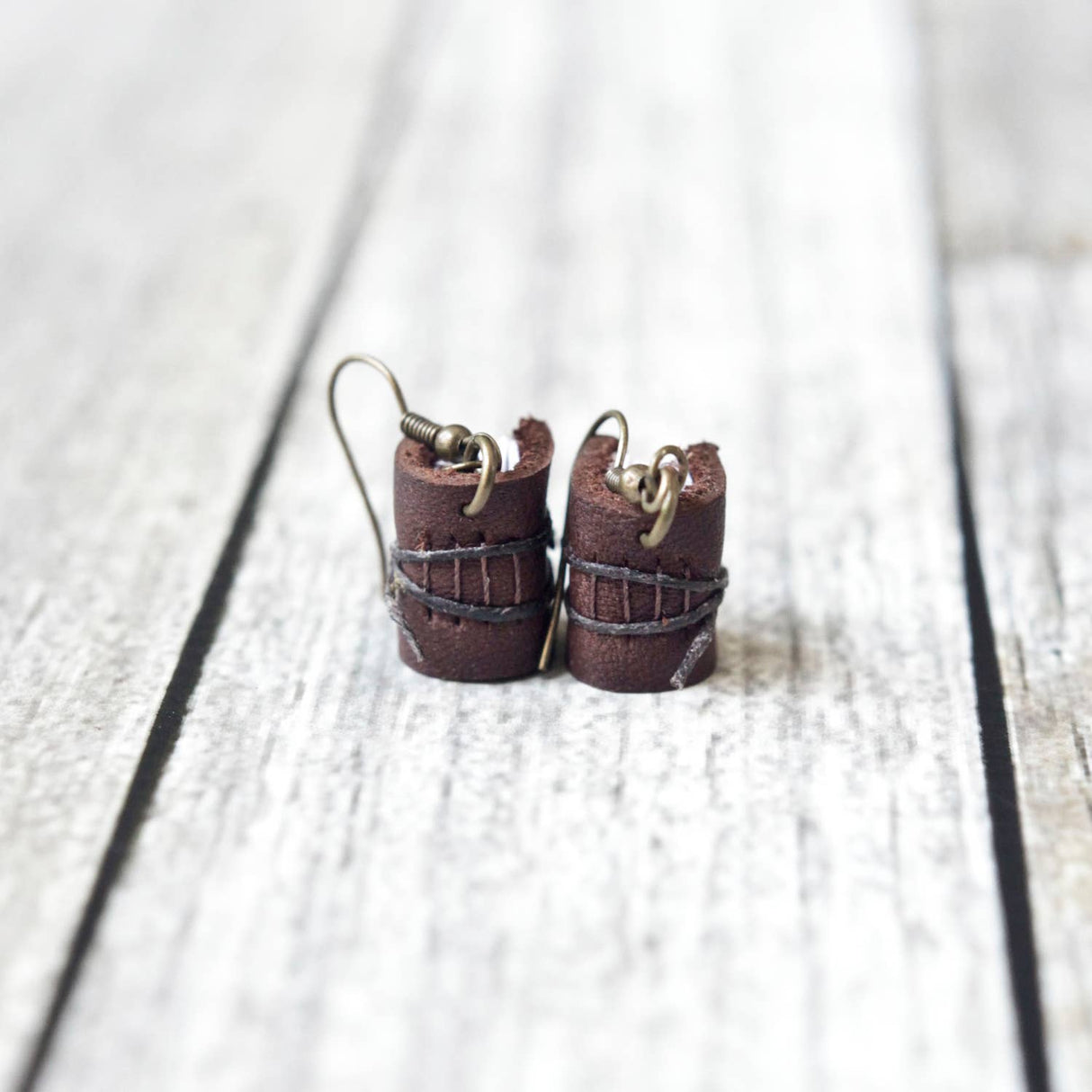Leather Journal Earrings / Mini Book Jewelry: Bright White