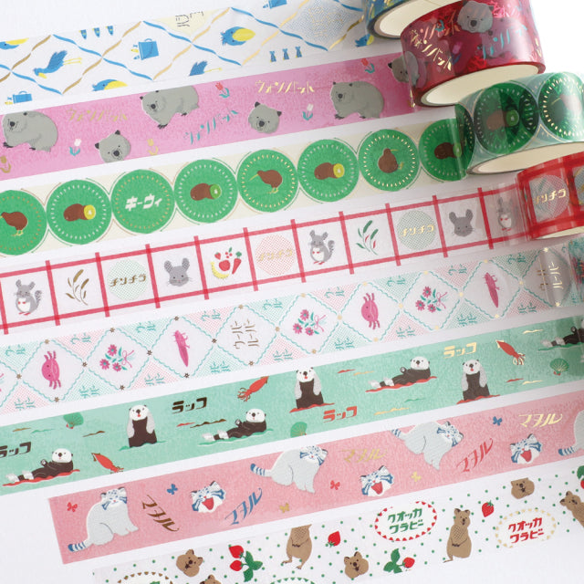 Green Flash Animal Department Store Gold Foil Clear Masking Tape - Quokka
