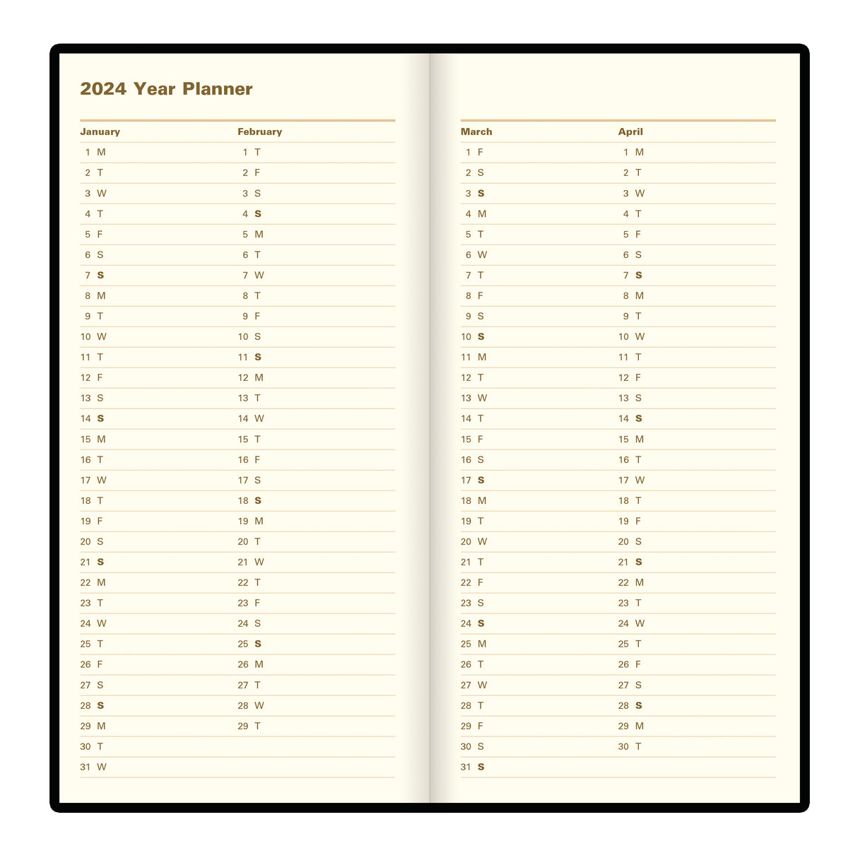 Letts Belgravia Slim Week to View Leather Diary with Planners - 6 3/4" x 3 1/4"