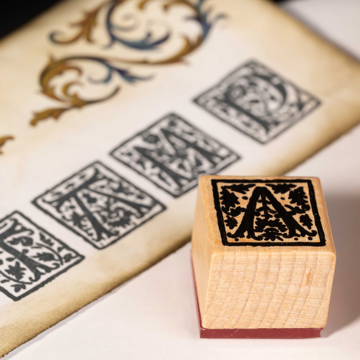 CoraCreaCrafts Wooden Stamp Set - Medieval Alphabet