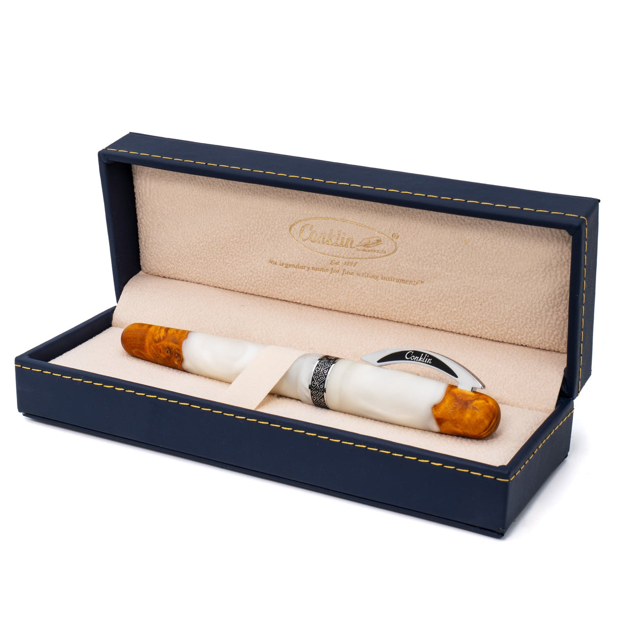 Conklin 1898 Spectra Fusion Rollerball Pen - White Chrome (Limited Edition)