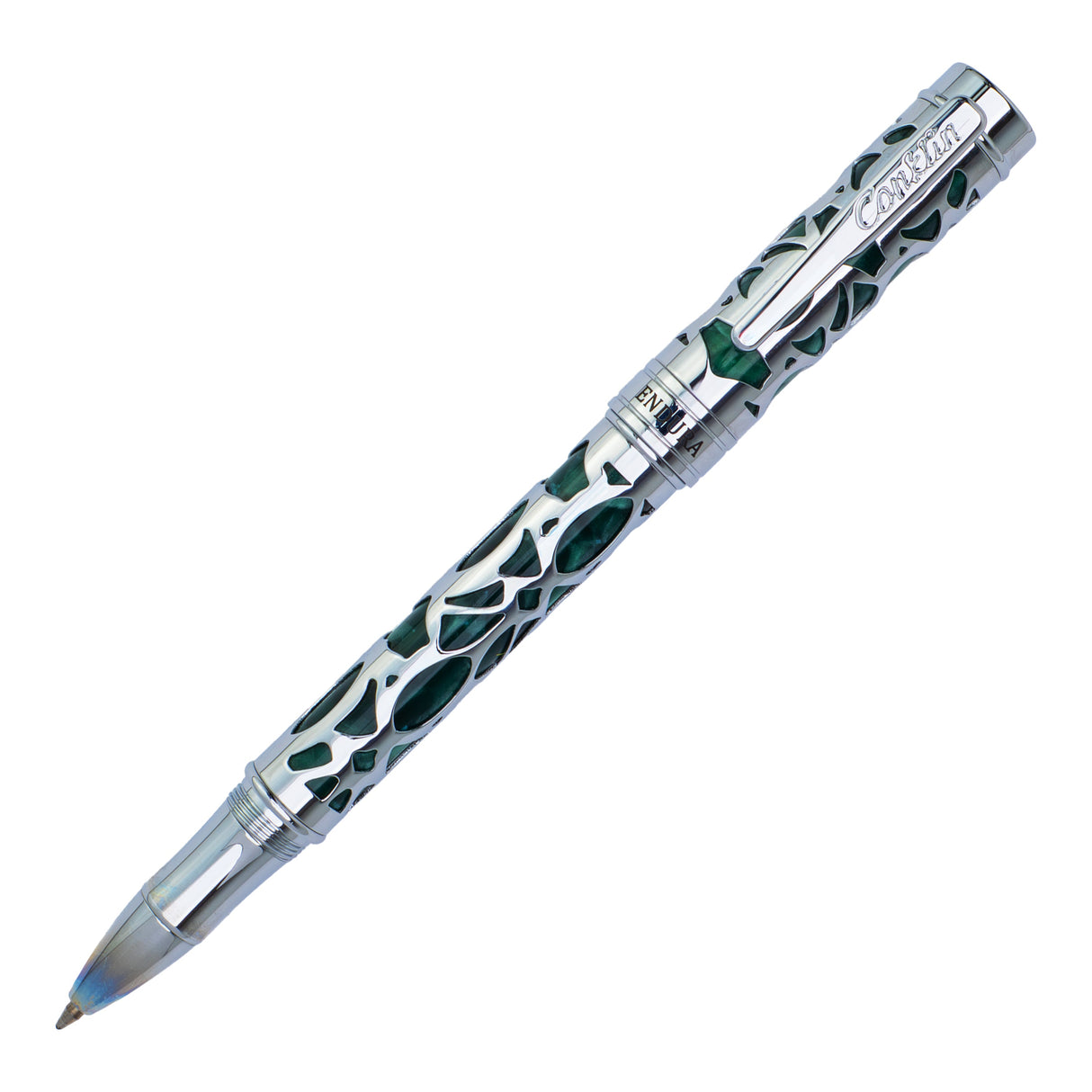 Conklin Endura Deco Crest Rollerball Pen - Forest Green/Chrome