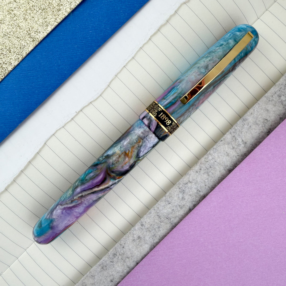 Conklin 1898 Fountain Pen - Primary Manipulation 4.5 w/Gold Trim (Special Edition)