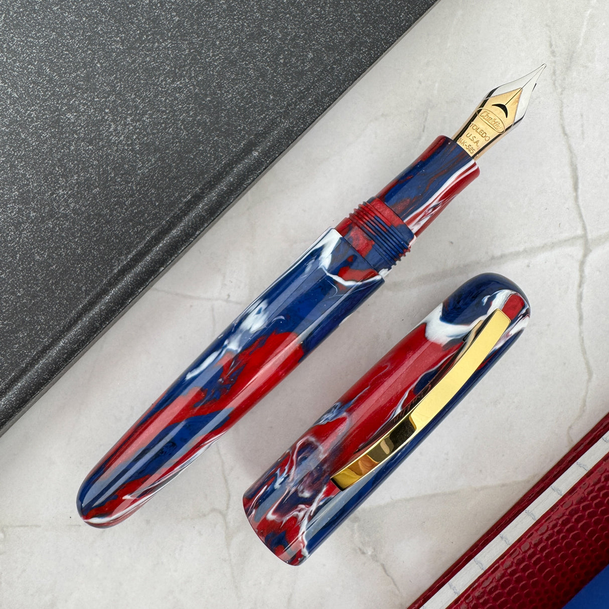 Conklin All American Fountain Pen - USA 250th Anniversary w/Gold Trim (Limited Edition)