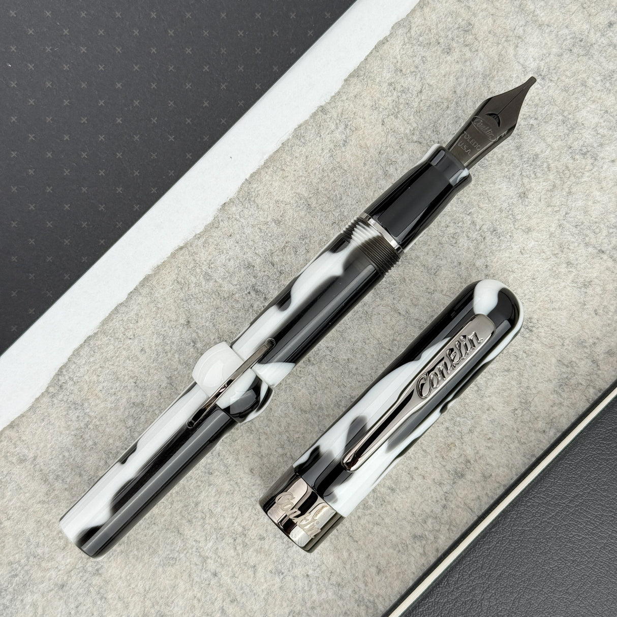 Conklin Mark Twain Crescent Collection Fountain Pen - Black/White