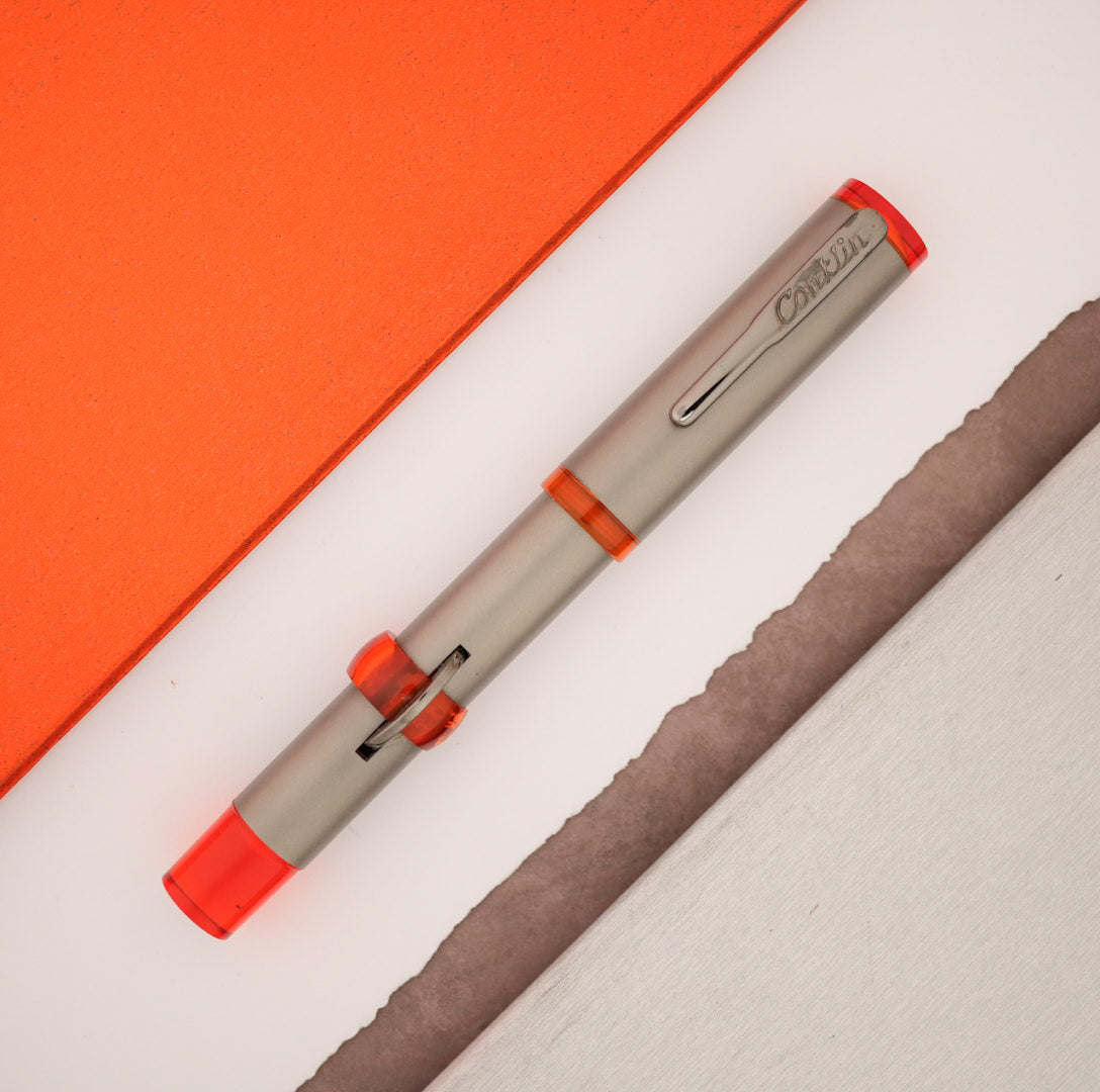 Conklin Mark Twain Crescent Filler 120th Anniversary Titanium Fountain Pen - Orange