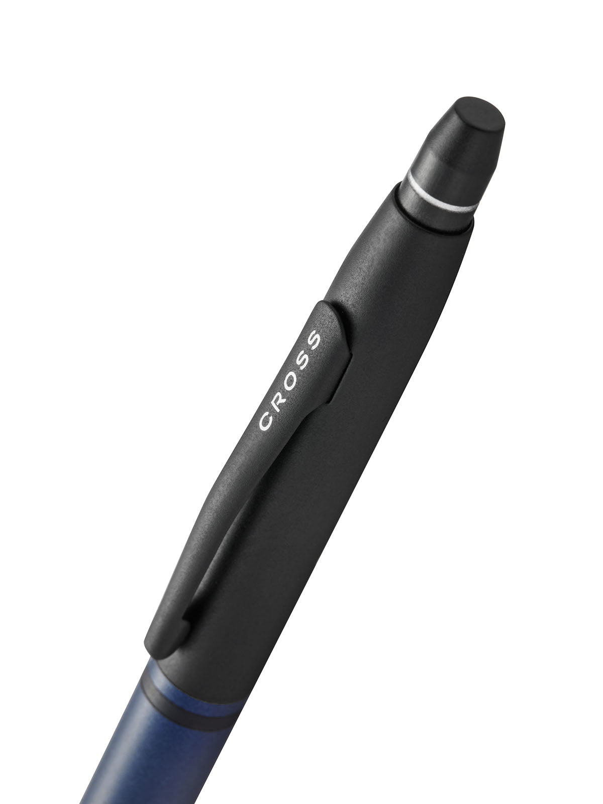 Click Tuxedo Satin Metallic Blue Ballpoint Pen Cap Detail