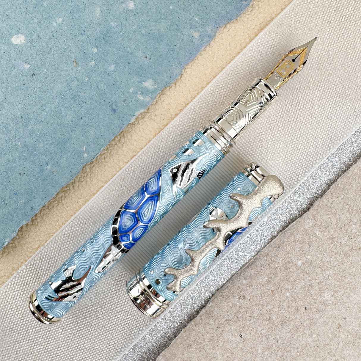 David Oscarson Sea Turtle Fountain Pen - Light Blue (Limited Edition #06/88)
