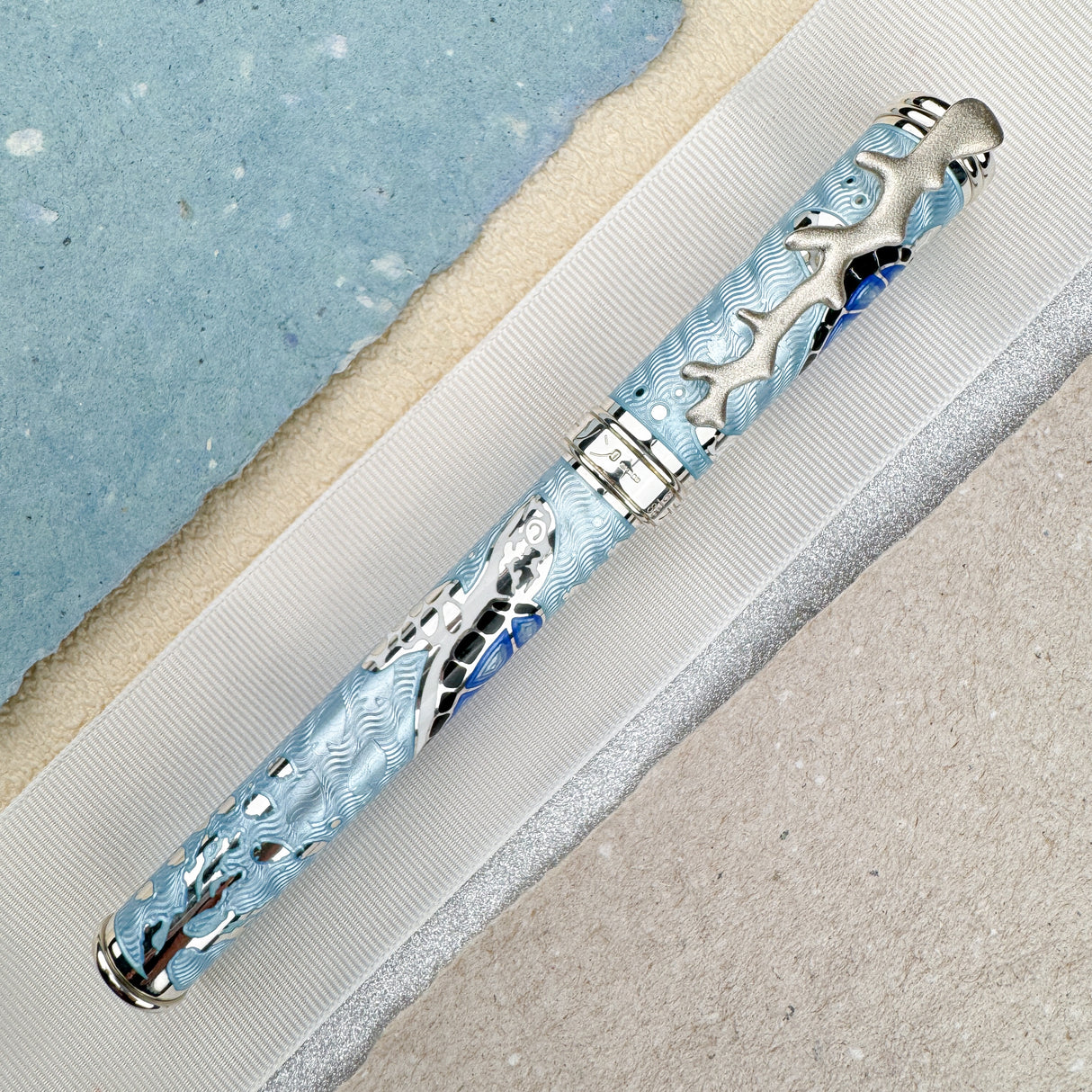 David Oscarson Sea Turtle Fountain Pen - Light Blue (Limited Edition #06/88)