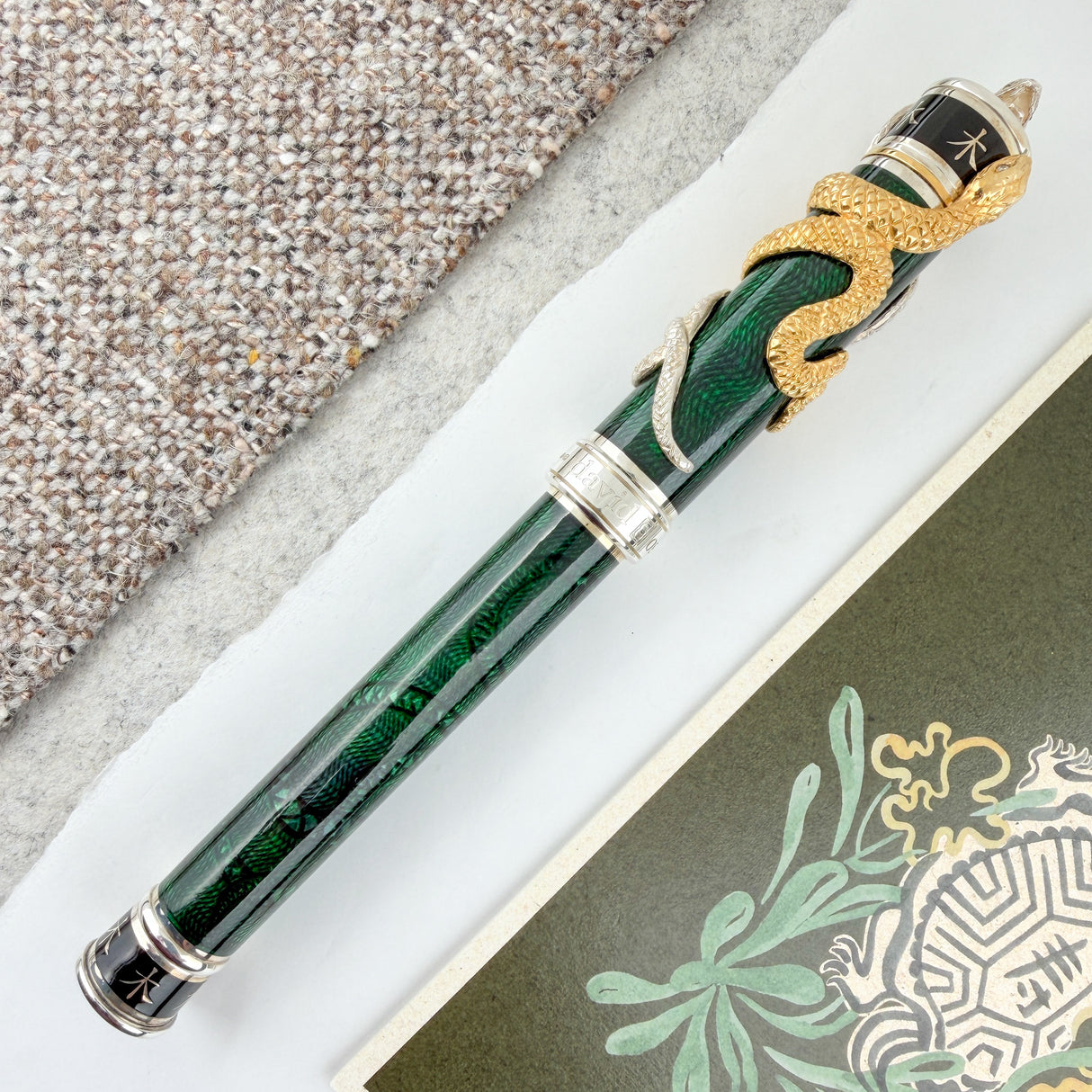 David Oscarson Green Water Snake Fountain Pen - Green with Silver (Limited Edition #08/08)