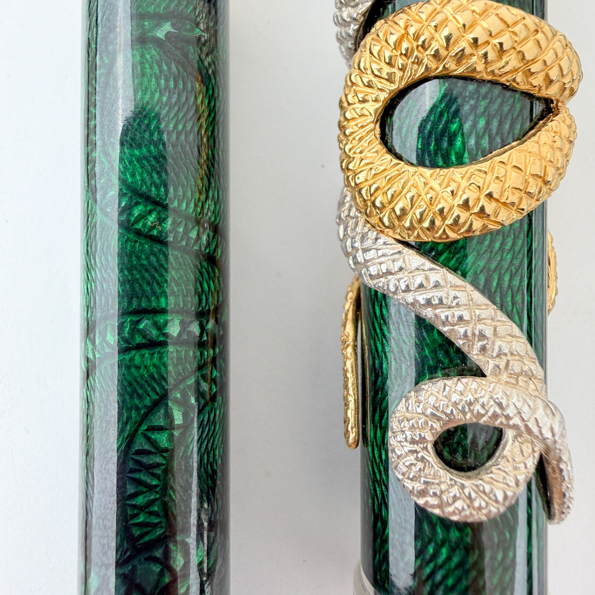 David Oscarson Green Water Snake Fountain Pen - Green with Silver (Limited Edition #08/08)