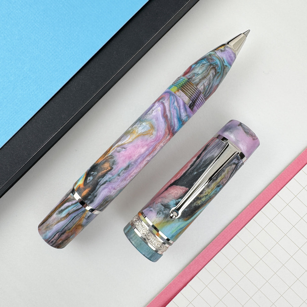 Delta DV Original Oversize Rollerball Pen - Primary Manipulation 4.5 with Chrome Trim (Limited Edition)