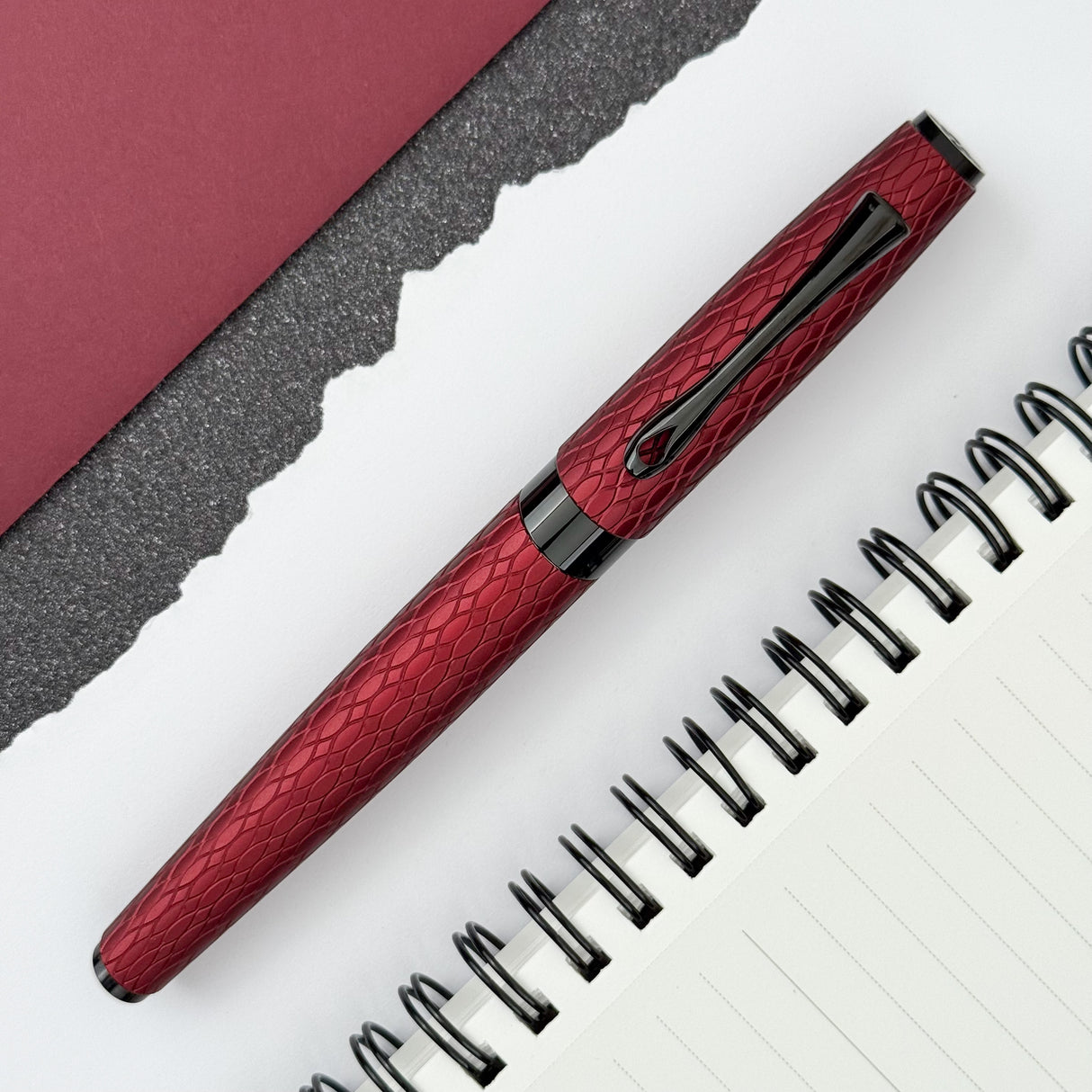 Diplomat Cobra Rollerball Pen - Burgundy Guilloche