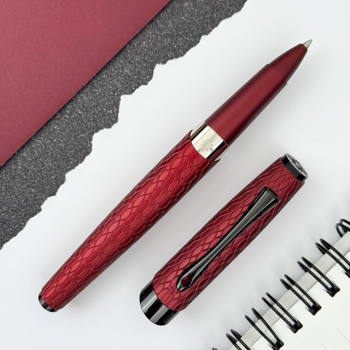 Diplomat Cobra Rollerball Pen - Burgundy Guilloche