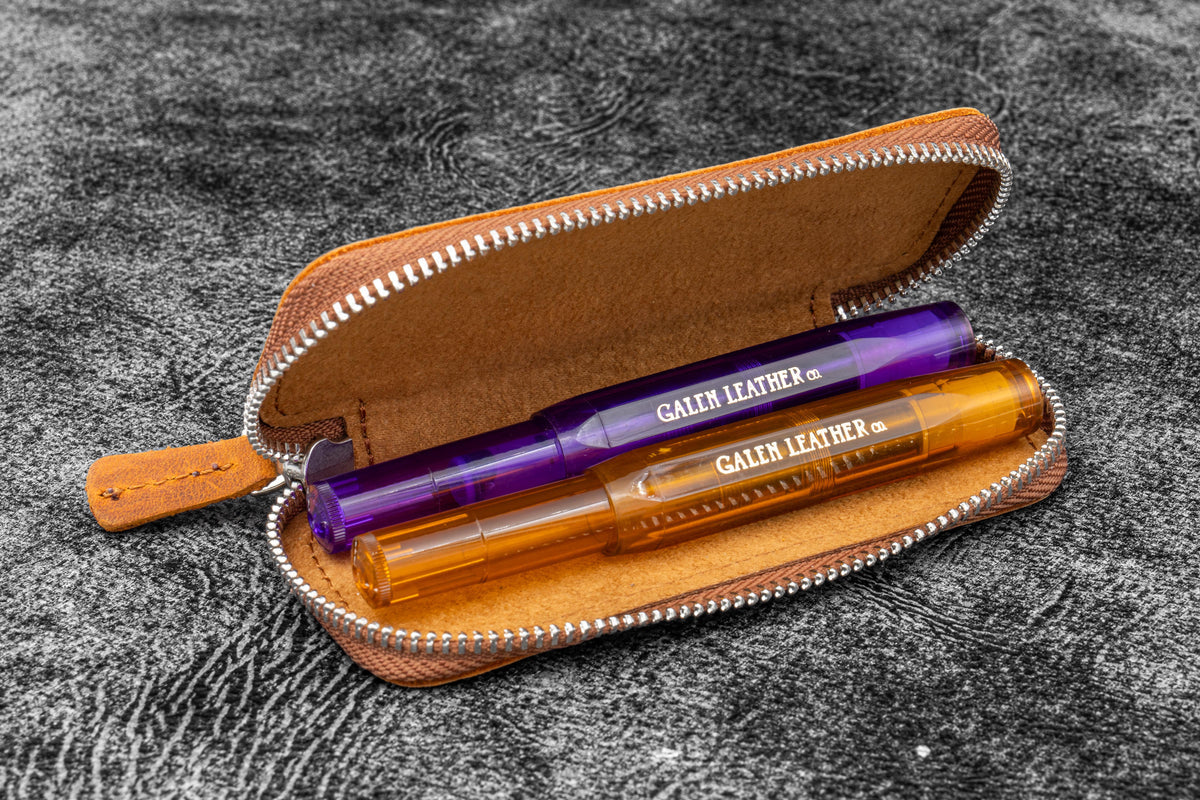 Galen Leather Double Pen Case for Pocket Pen