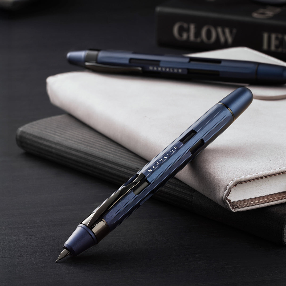 Nahvalur Eclipse Fountain Pen - Cobalt w/ Black Trim