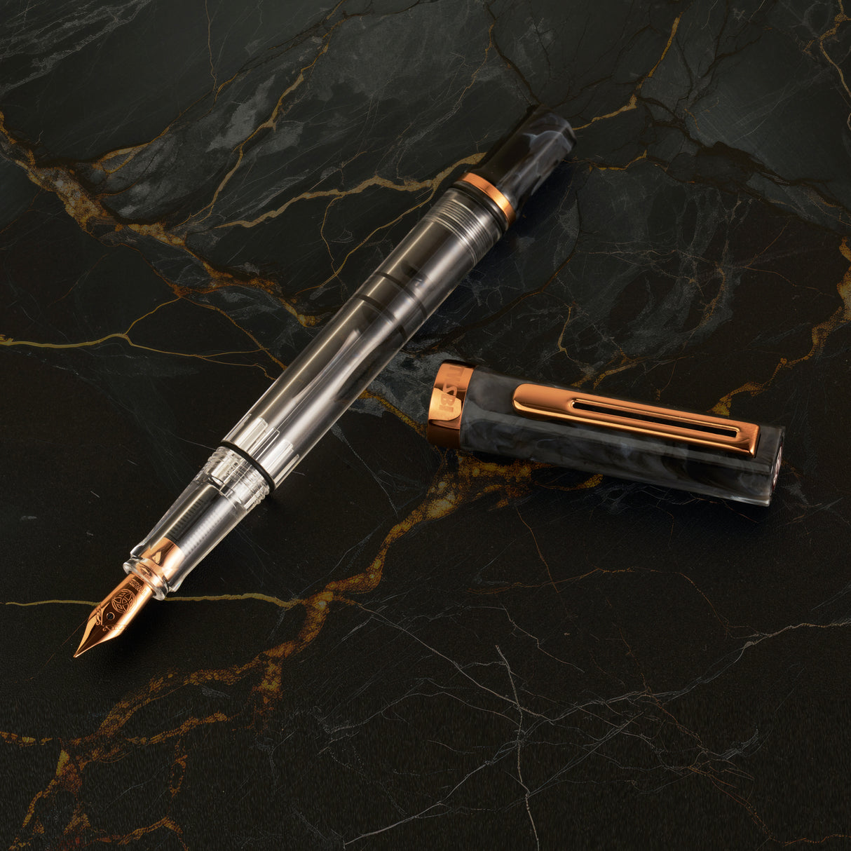 TWSBI Black Marble and Bronze Fountain Pen