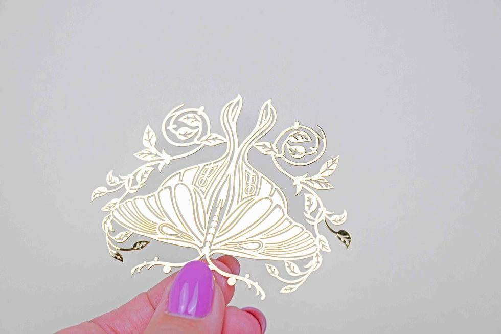 CoraCreaCrafts Golden Moth Bookmark
