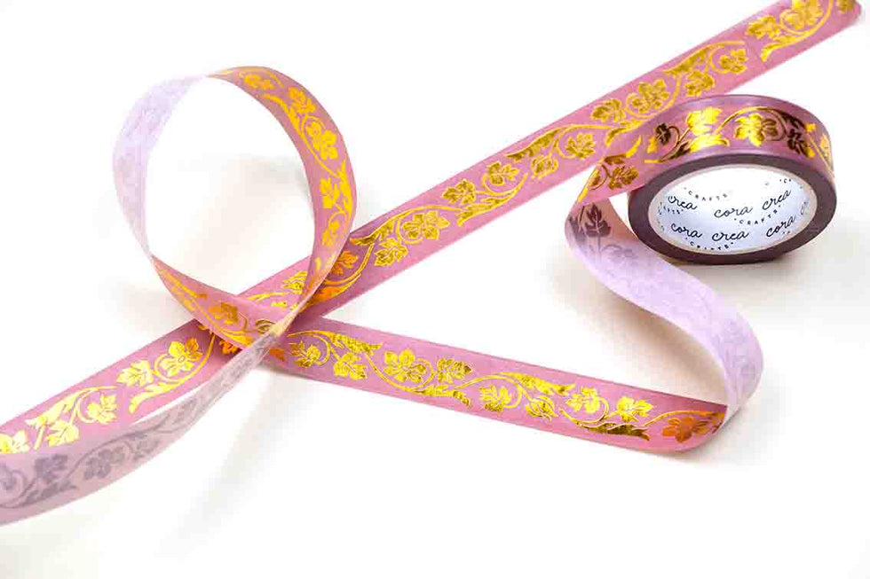 CoraCreaCrafts Dream Gold Foil Washi Tape - Burgundy