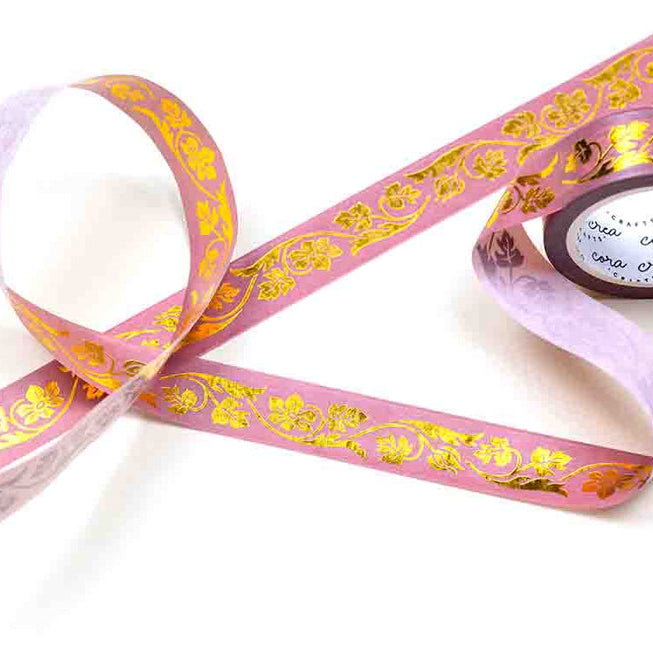 CoraCreaCrafts Dream Gold Foil Washi Tape - Burgundy