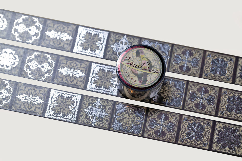 CoraCreaCrafts Foil Washi Tape - Gothic Patterns