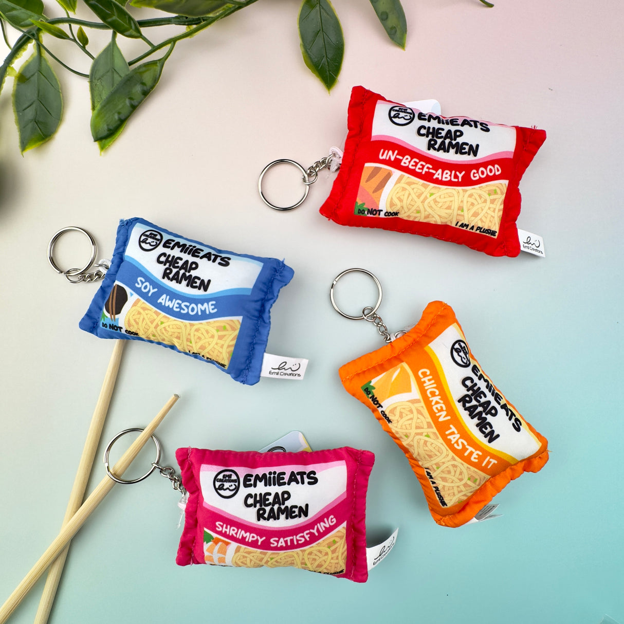 Tiny Instant Cheap Ramen Noodle Plush Keychain