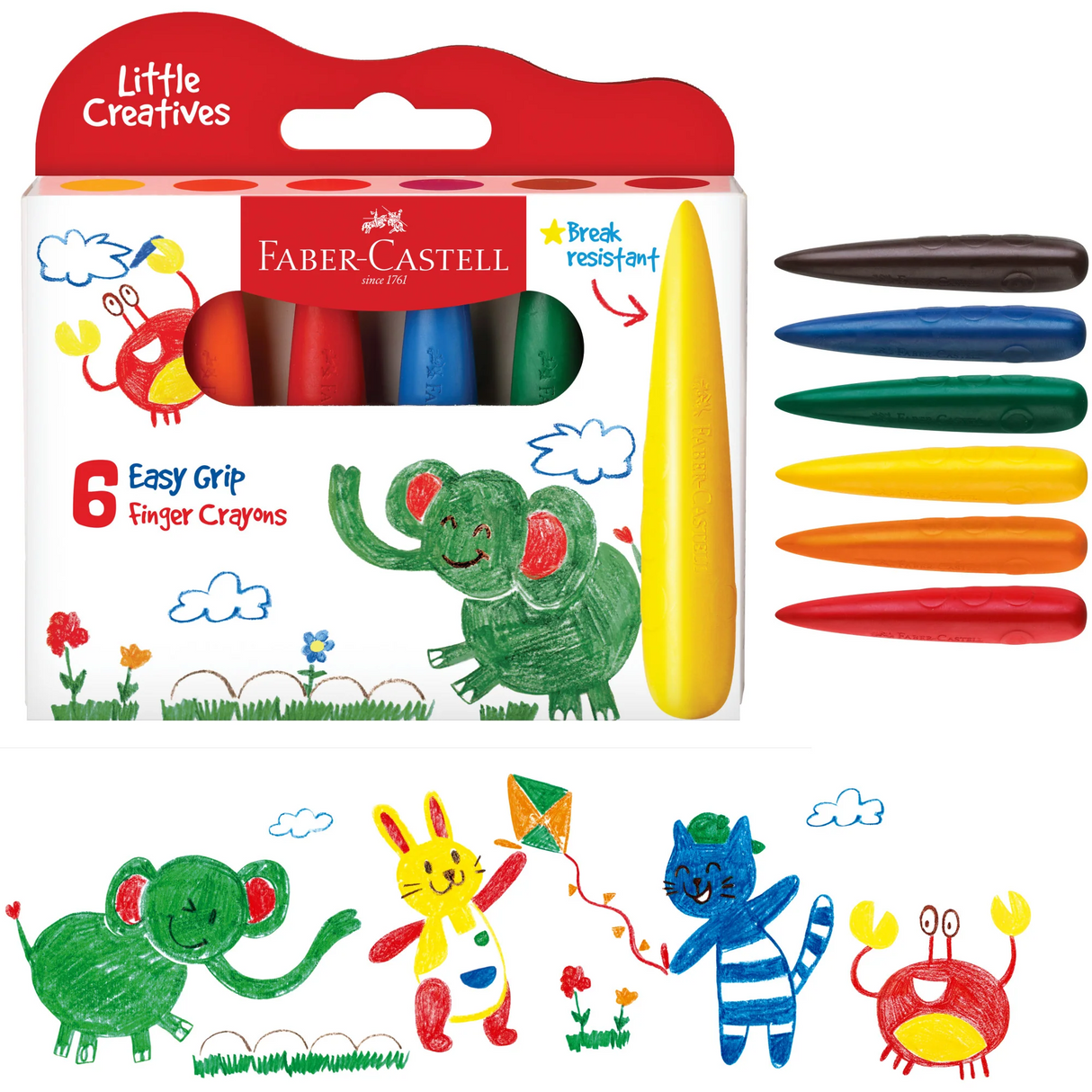 Faber-Castell Little Creatives 6 Easy Grip Finger Crayons