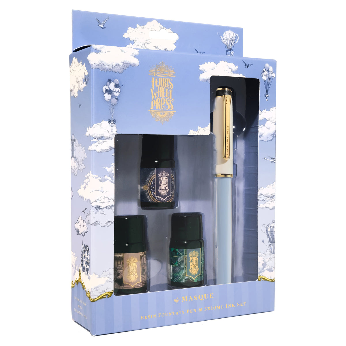 Ferris Wheel Press Masque Fountain Pen and Ink Set - Blue