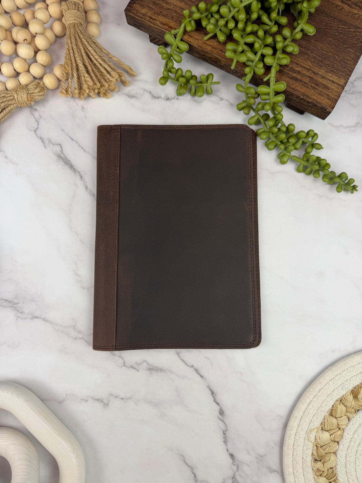 Girologio A5 Leather Notebook Cover in Bomber Brown, closed