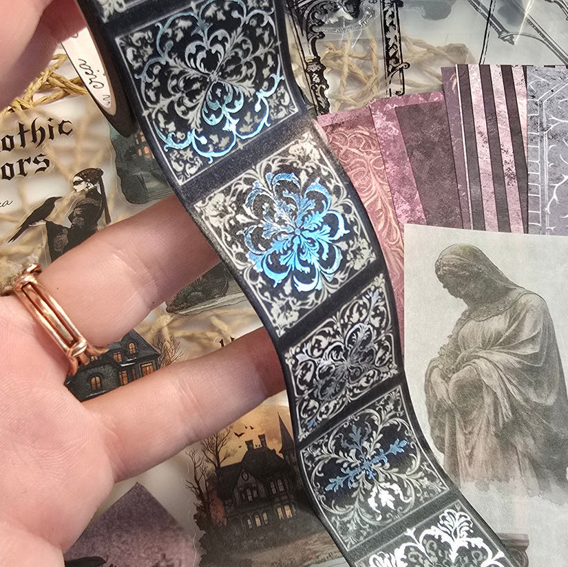 CoraCreaCrafts Foil Washi Tape - Gothic Patterns
