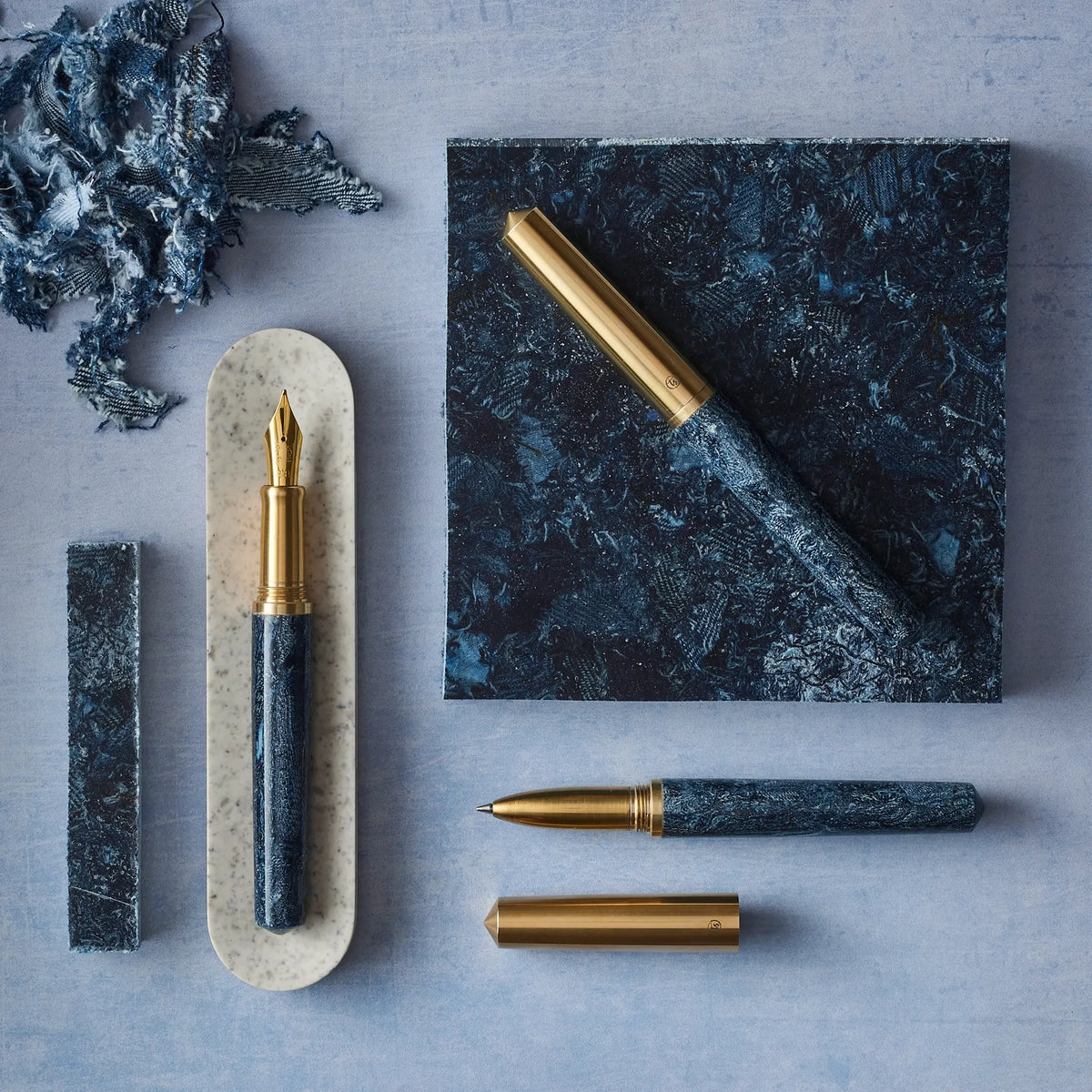 Tom's Studio Studio Handmade Fountain Pen - Fabreco Blue Denim
