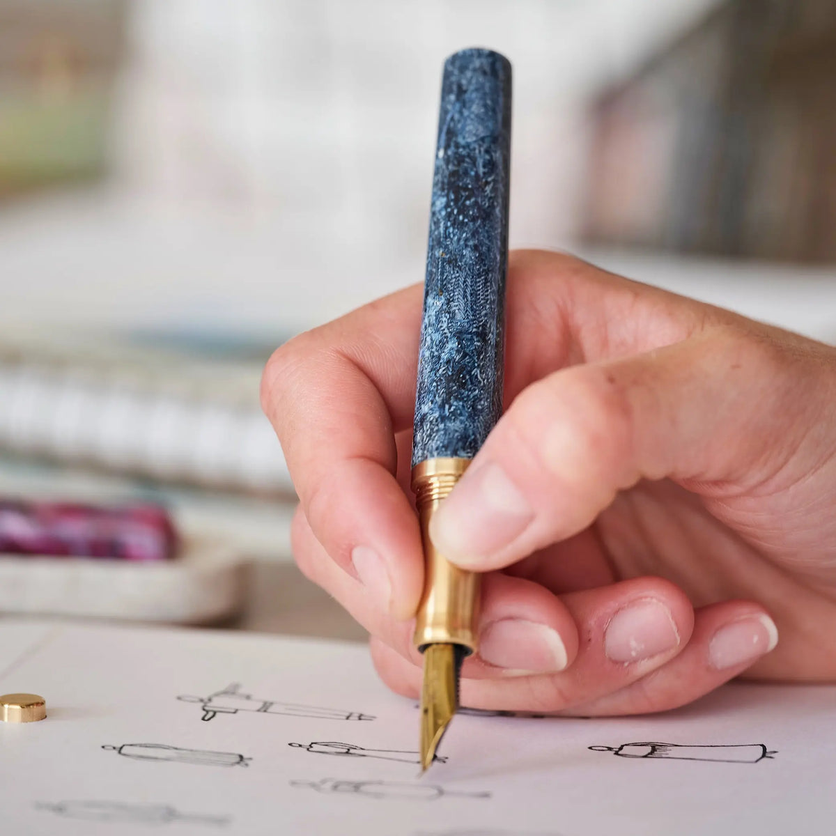 Tom's Studio Studio Handmade Fountain Pen - Fabreco Blue Denim