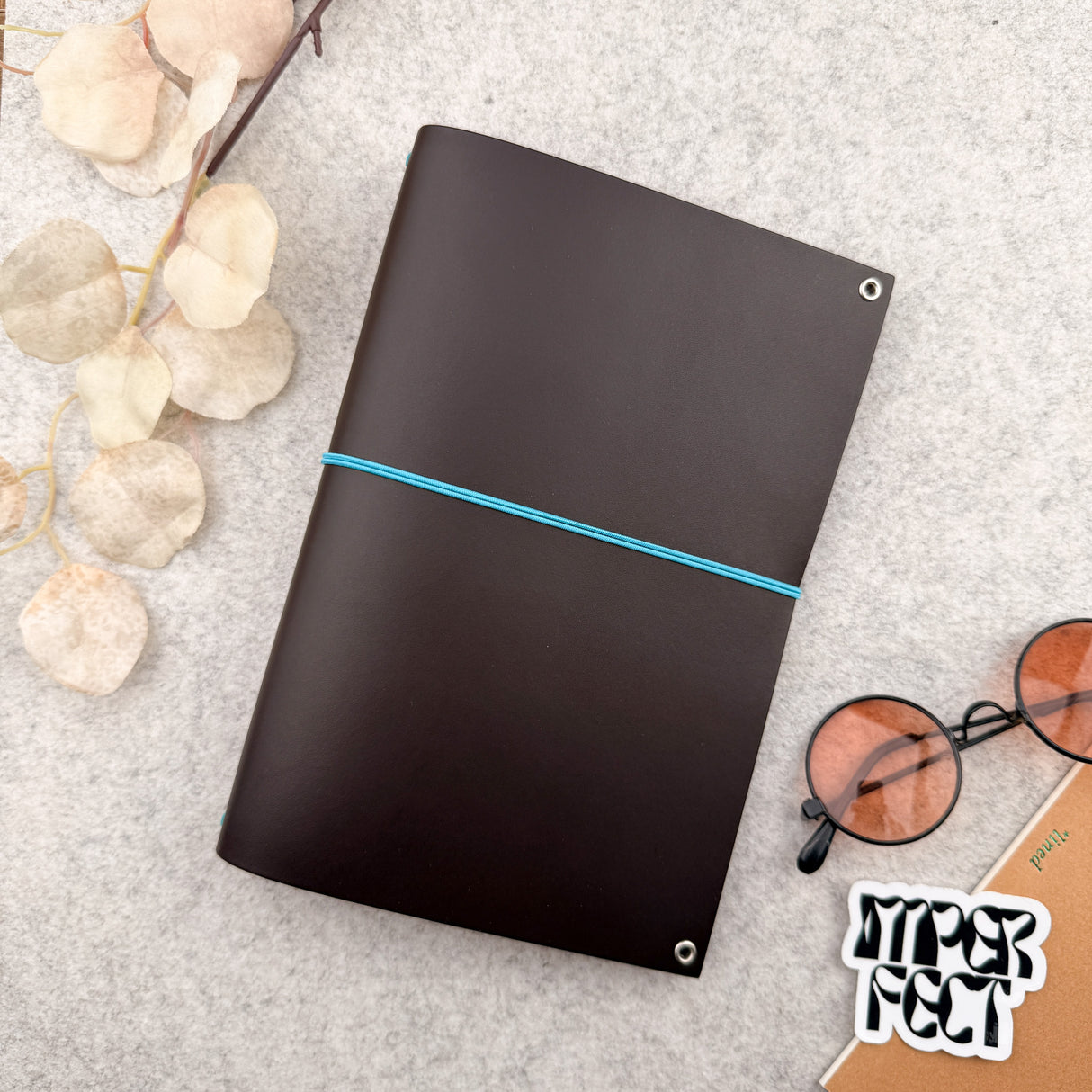 Imperfect Concepts Baxter Leather Notebook - A5 Bifold - Dark Brown