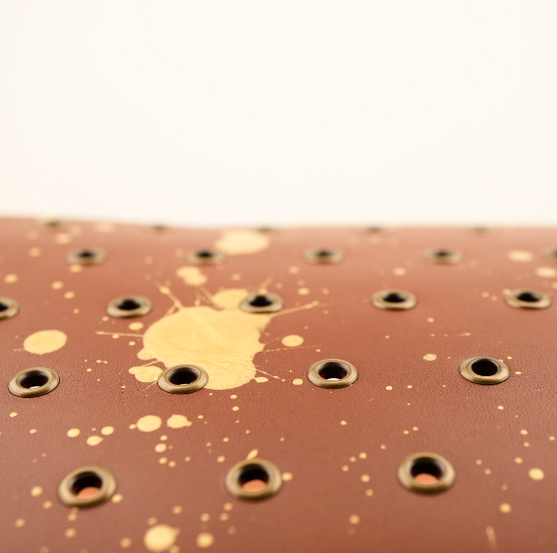 Imperfect Concepts Niko Leather Notebook - B6 Trifold - Painted Chocolate w/ Brass Grommets