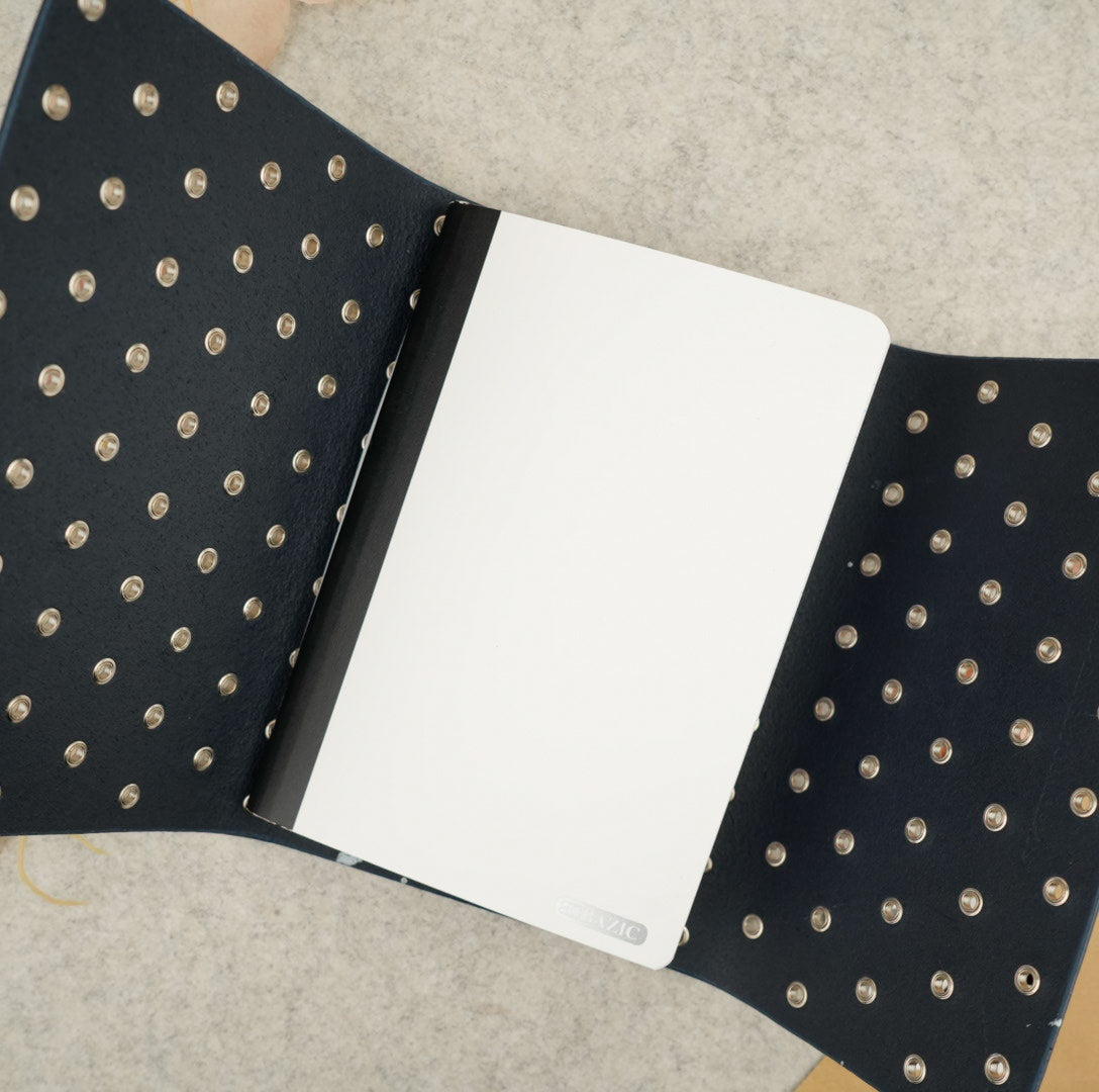 Imperfect Concepts Niko Leather Notebook - B6 Trifold - Painted Deep Sea w/ Silver Grommets