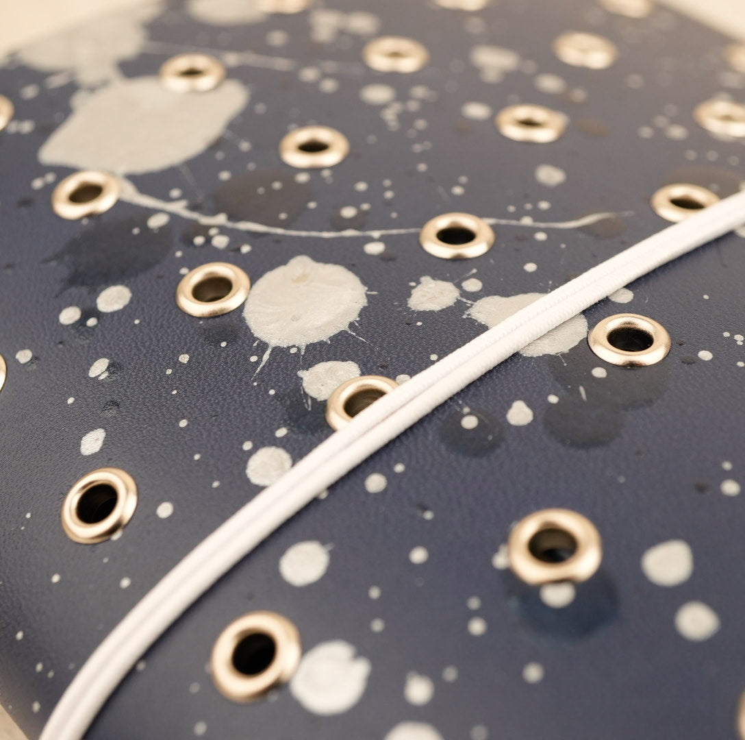 Imperfect Concepts Niko Leather Notebook - B6 Trifold - Painted Deep Sea w/ Silver Grommets