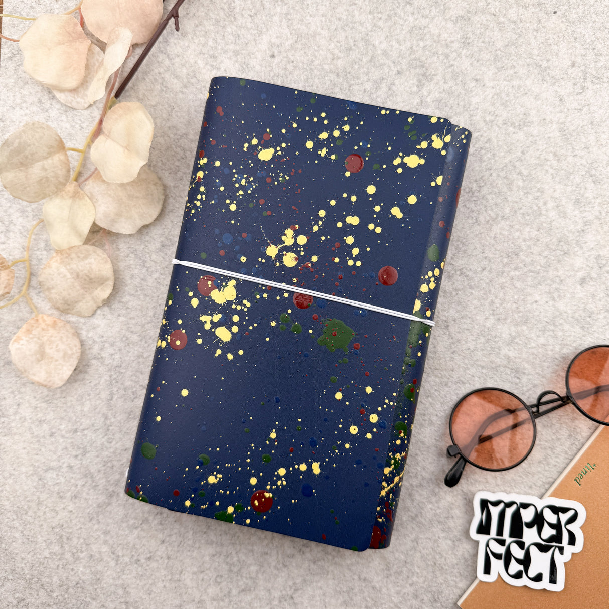 Imperfect Concepts Sadie Leather Notebook - A5 Trifold - Painted Blue