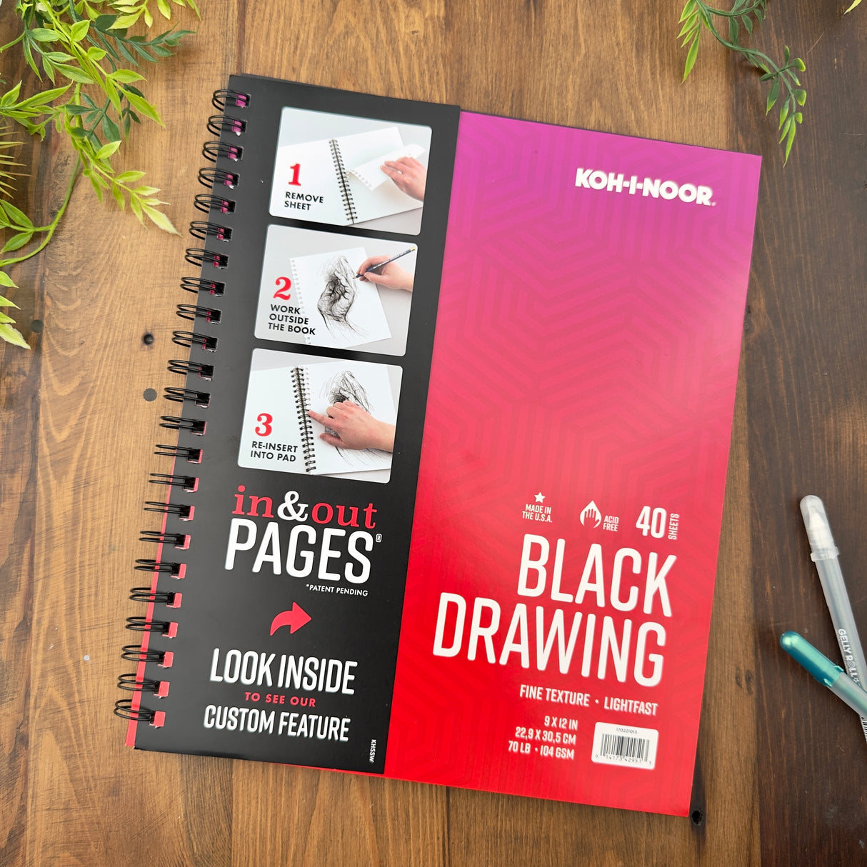 KOH-I-NOOR In & Out Black Drawing Pad (9x12 Inches)