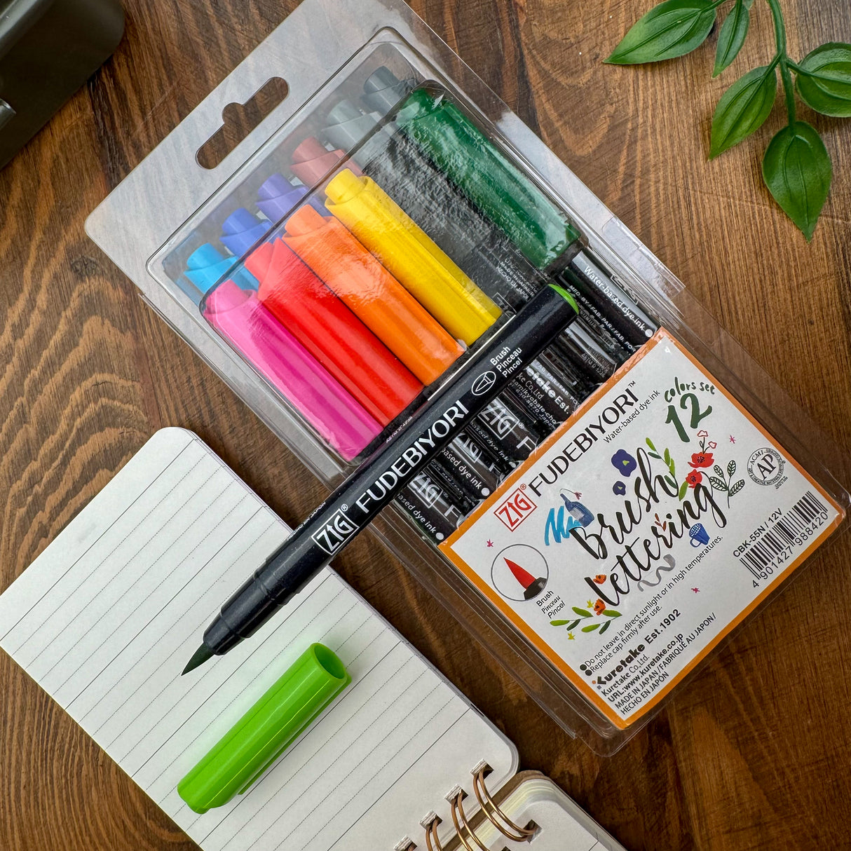 Kuretake Zig Fudebiyori Brush Lettering Markers (Set of 12)