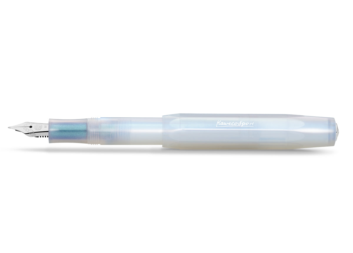 Kaweco Lunar Sport Fountain Pen - Light Blue, open, nib visible
