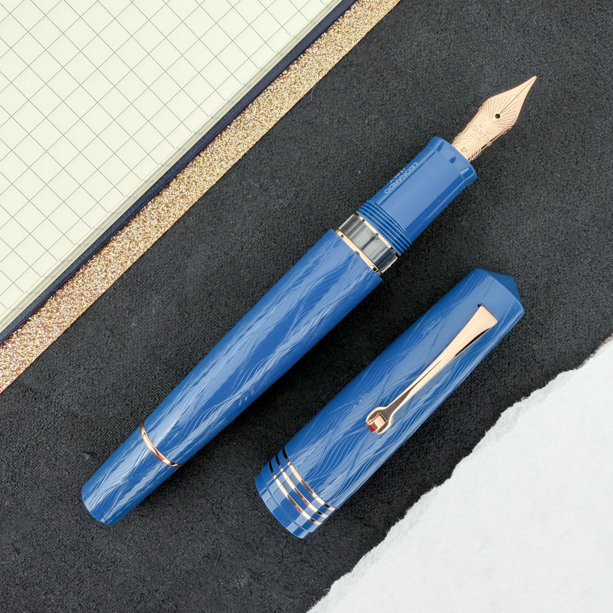 Leonardo Momento Zero Grande 2.0 The Art of Guilloché Fountain Pen - Iris with Rose Gold Trim