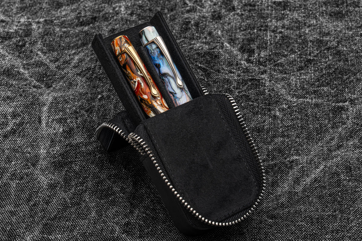 Galen Leather Zippered Magnum Opus 2 Slot Pen Case