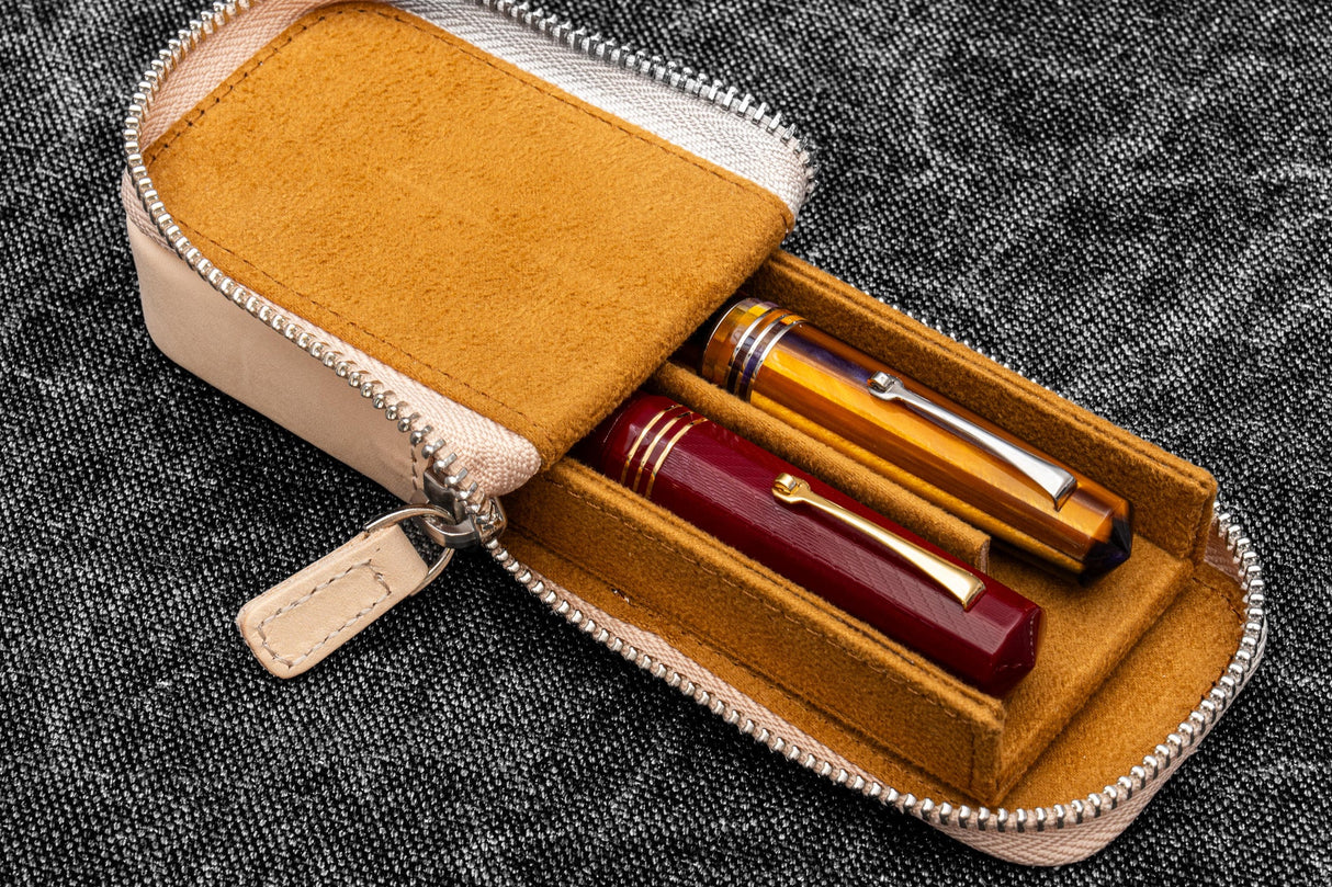 Galen Leather Zippered Magnum Opus 2 Slot Pen Case