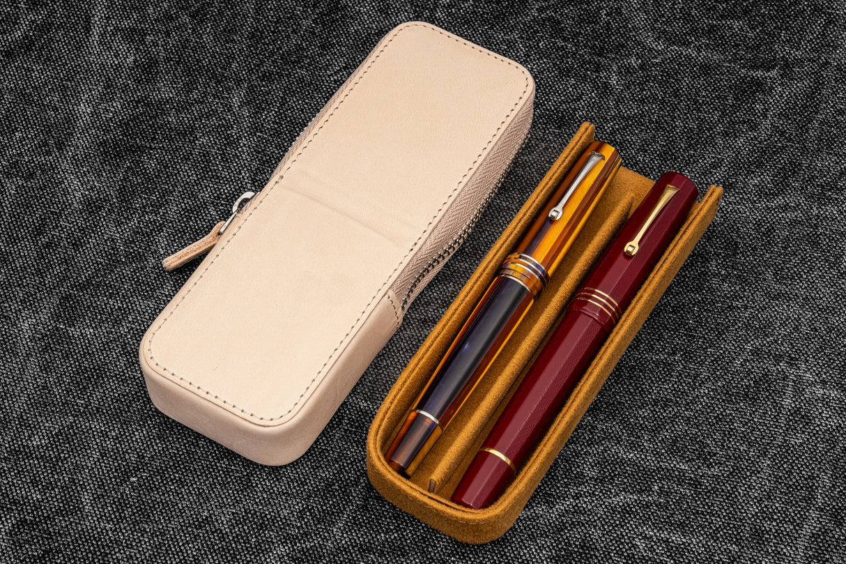 Galen Leather Zippered Magnum Opus 2 Slot Pen Case