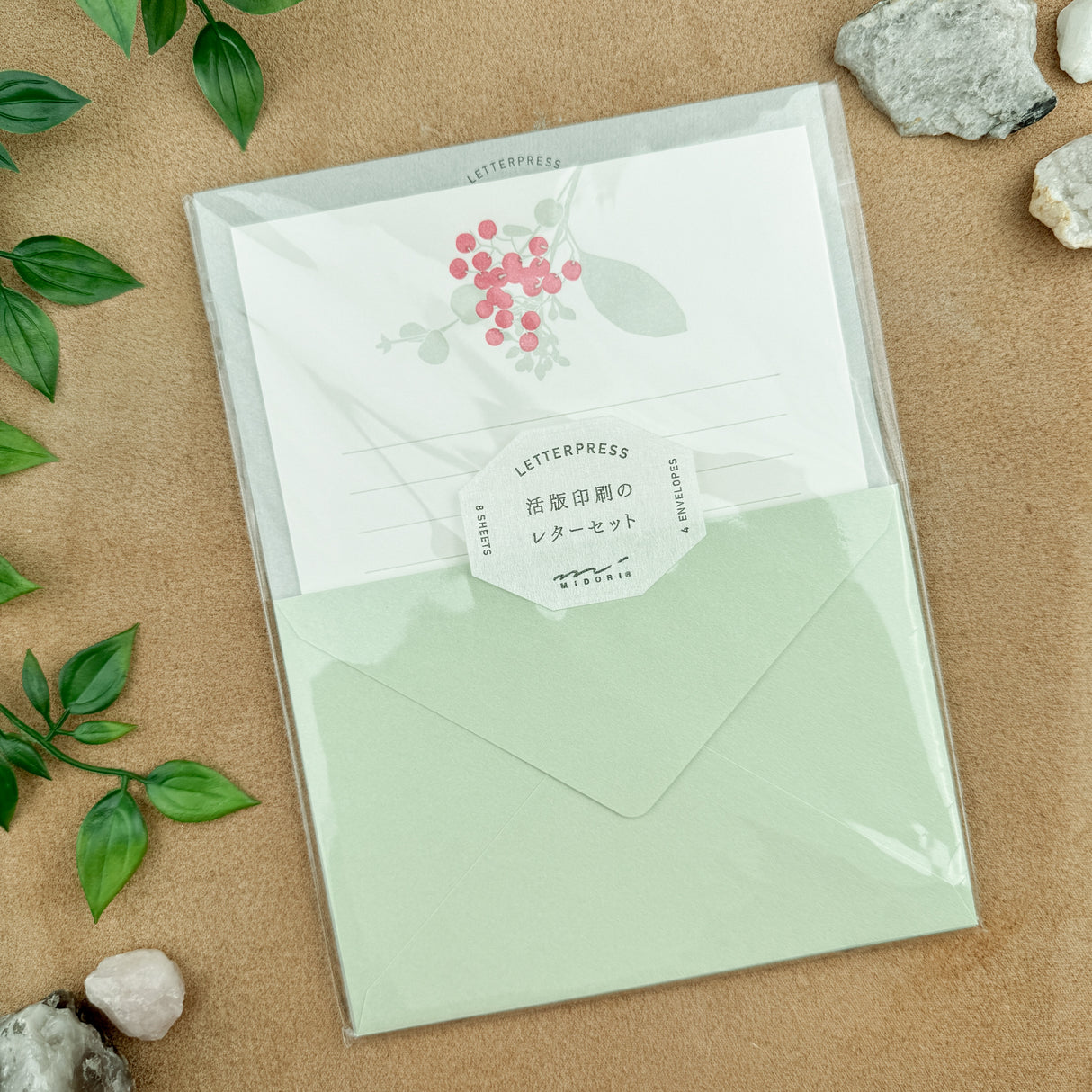 Midori Letterpress Stationery - Bouquet Red