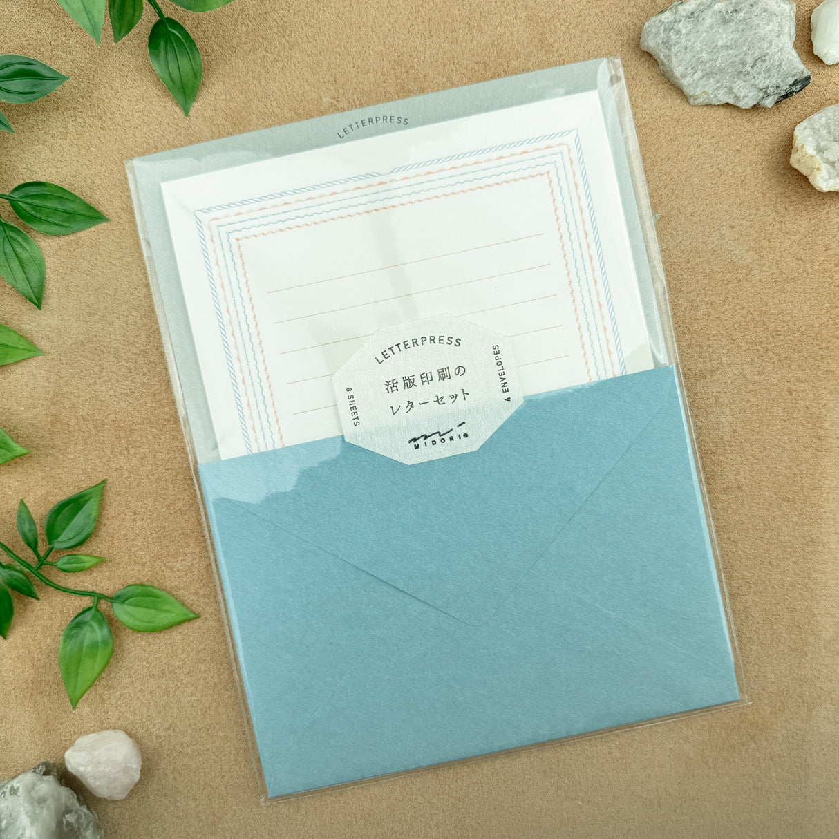 Midori Letterpress Stationery - Frame Blue